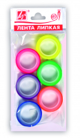 Клейкая лента Луч канцелярская флуоресцентная 12мм х 5м 6 шт.