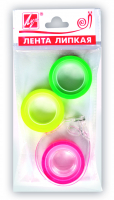 Клейкая лента Луч канцелярская флуоресцентная 12мм х 10м 3 шт. + диспенсер