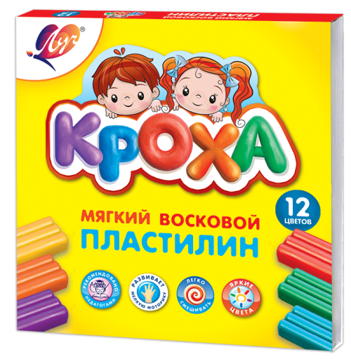 Пластилин мягкий Луч Кроха восковой 12 цветов х 15 гр. - 170 руб.