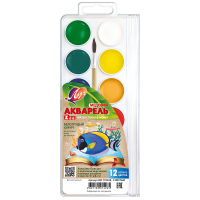 Краски акварельные Луч ZOO 12 цветов с кисточкой