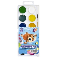 Краски акварельные Луч ZOO 12 цветов с кисточкой