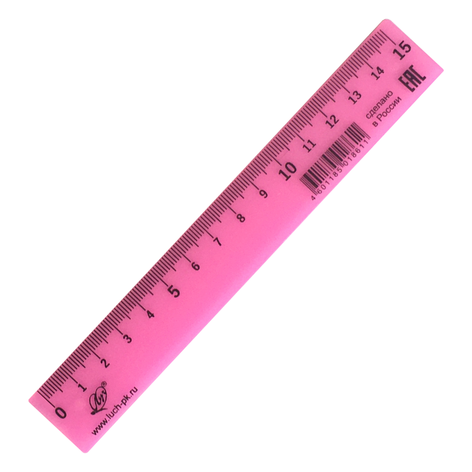 Линейка Луч непрозрачная пастельный розовый 15 см, арт. 32С 2114-08