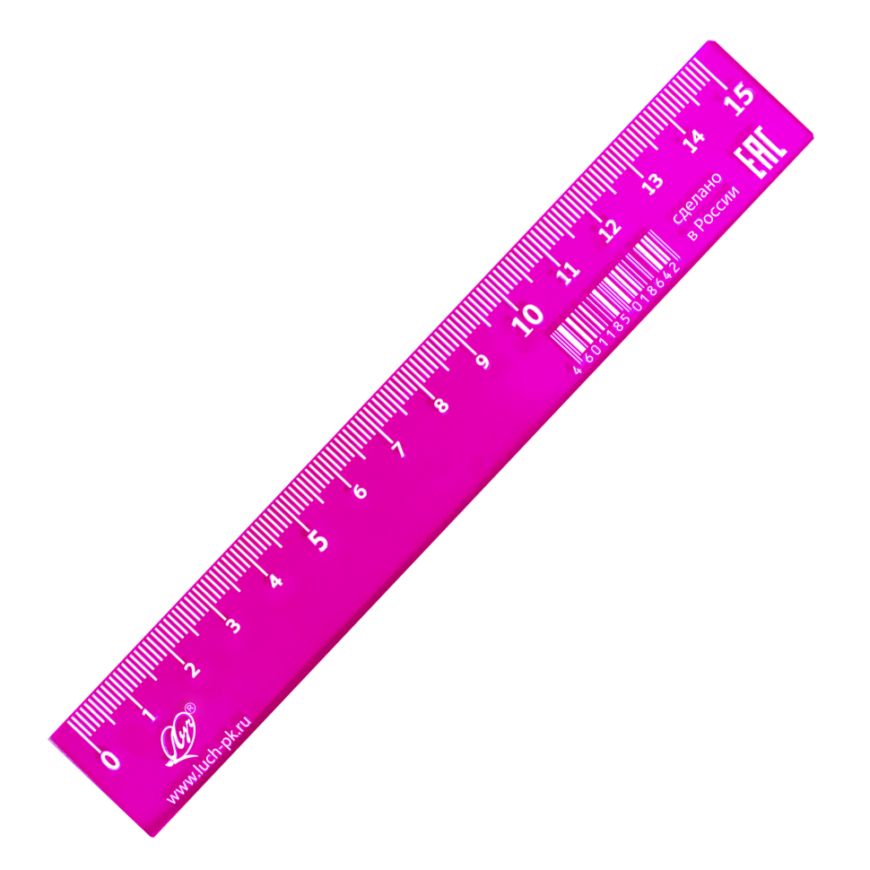 Линейка Луч прозрачная розовая 15 см, арт. 32С 2117-08