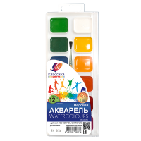 Краски акварельные Луч Классика 12 цветов с кисточкой