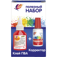 Набор Луч Классика цвета клей ПВА-М Супер 25 гр. + корр.жидкость на водной основе 20 мл