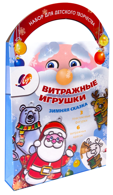 Набор красок по стеклу Луч "Зимняя сказка" 6 цветов + 3 фигурки