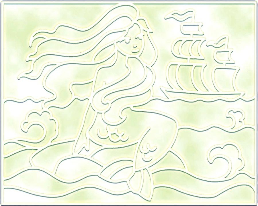 Набор красок по стеклу Луч Фантазия Русалка 8 цветов + картина-трафарет, арт. 28С 1676-08