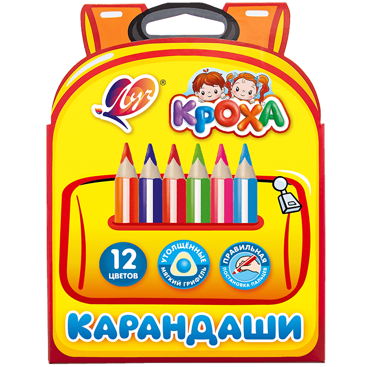 Карандаши цветные ЛУЧ "Кроха" деревянные 12 цветов