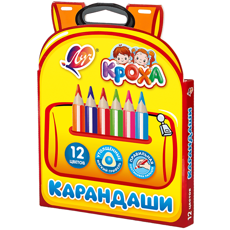 Карандаши цветные ЛУЧ "Кроха" деревянные 12 цветов, артикул 33C 2194-08