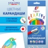 Карандаши цветные с ластиком Луч Классика цвета деревянные шестигранные стираемые 12 цветов