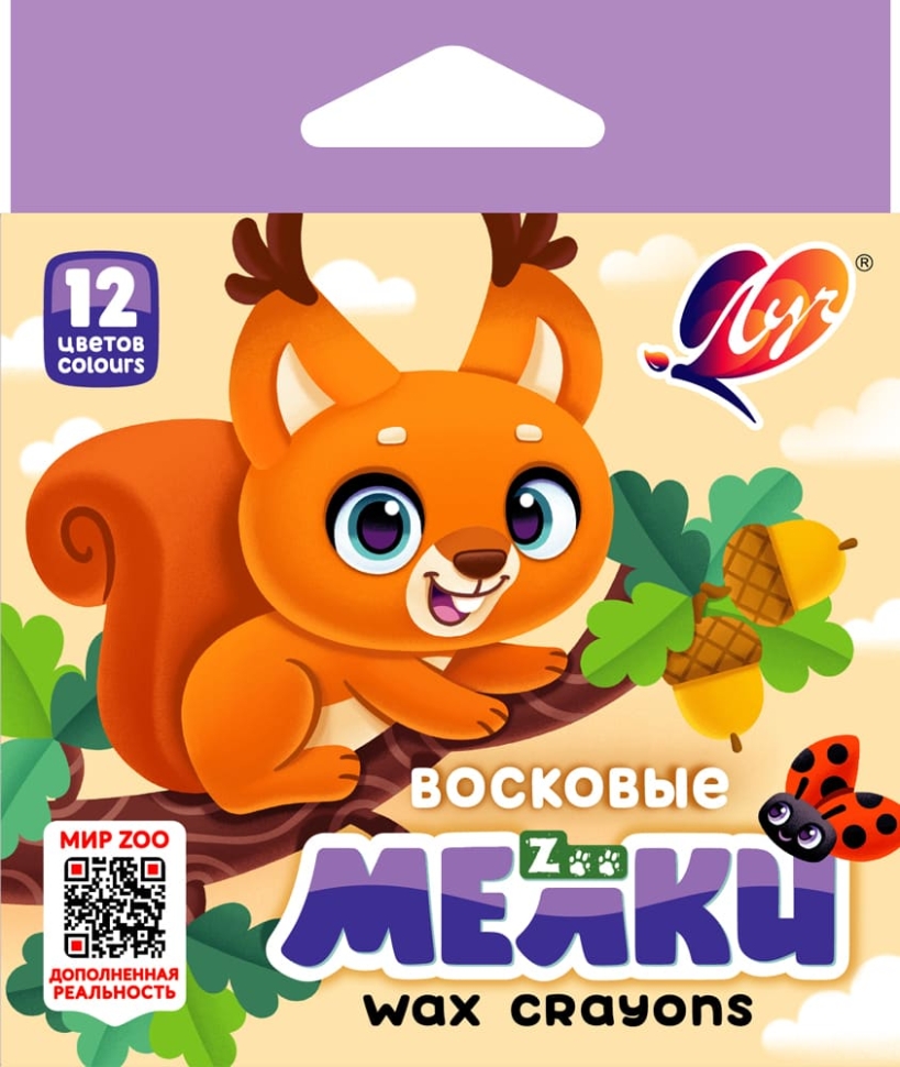 Мелки восковые Луч Zoo шестигранные 12 цветов