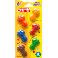 Мелки восковые Луч Кроха &quot;Лапки&quot; фигурные 6 цветов