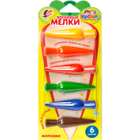 Мелки восковые Луч Кроха &quot;Морковки&quot; фигурные 6 цветов