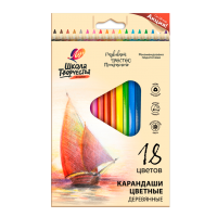 Карандаши цветные Луч Школа творчества деревянные трехгранные 18 цветов