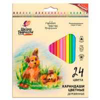 Карандаши цветные Луч Школа творчества деревянные трехгранные 24 цвета