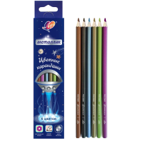 Карандаши цветные Луч Фантазия &quot;Металлик&quot; деревянные 6 цветов