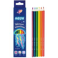 Карандаши цветные Луч Фантазия &quot;Неон&quot; деревянные 6 цветов