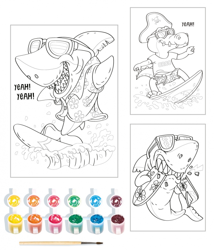Набор для росписи красками с блестками Луч Волшебная палитра "Сёрферы", арт. 31С 2070-08